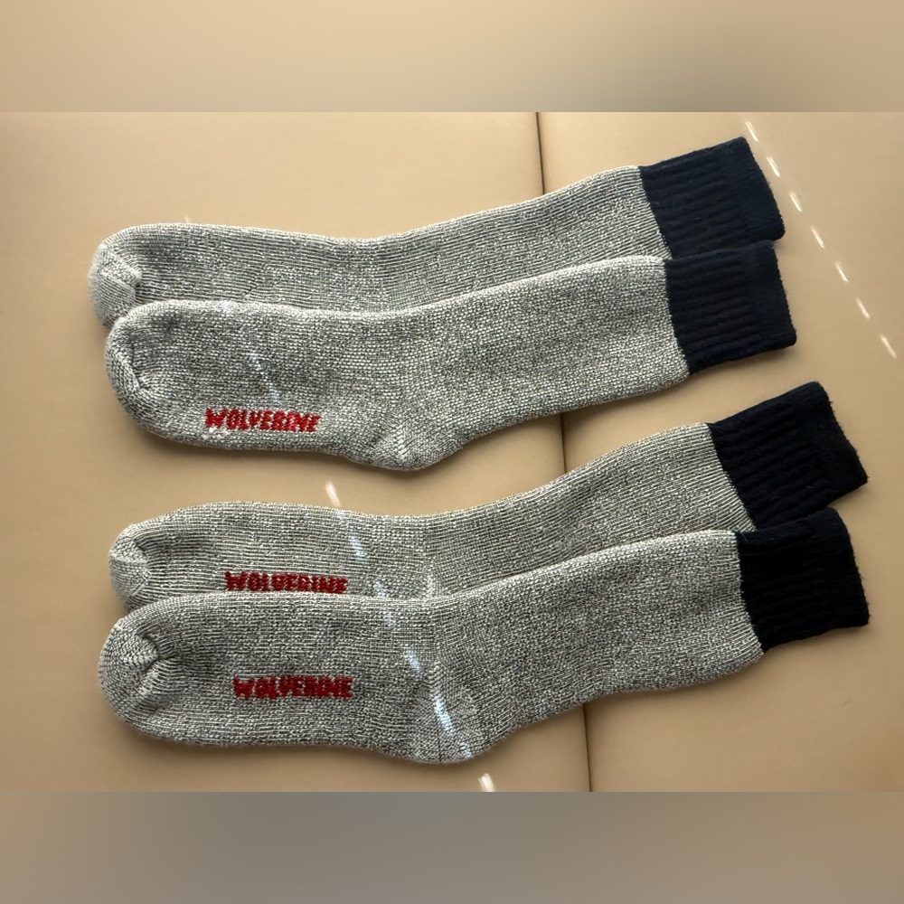 Wolverine Men's Gray and Black Socks- 2 pairs
